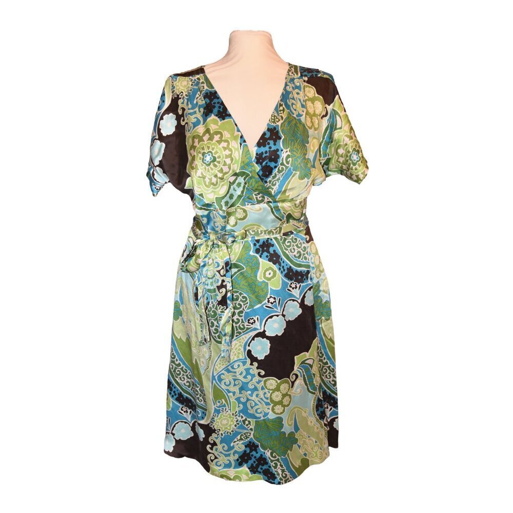 Banana Republic 100% Silk Y2K Boho Wrap Dress Sz 10 Fairycore Coquette Vintage